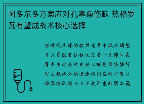图多尔多方案应对孔塞桑伤缺 热格罗瓦有望成战术核心选择